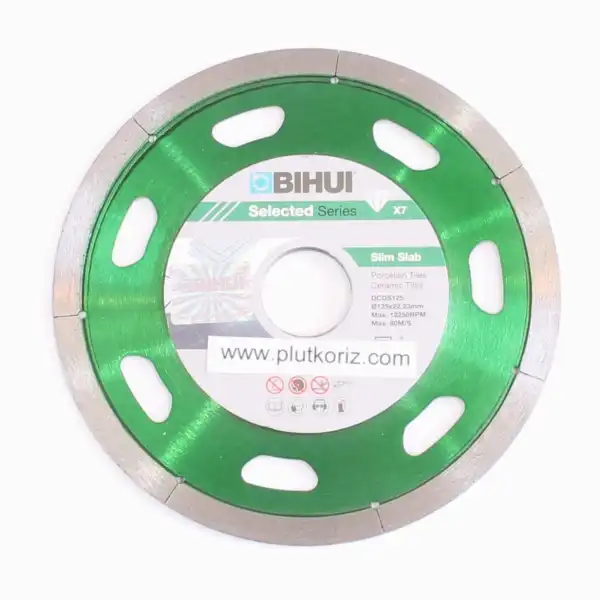 Диск Bihui B-SLIM 1,1 мм зелений — ріже керамограніт чисто, без сколів на лицьовій стороні